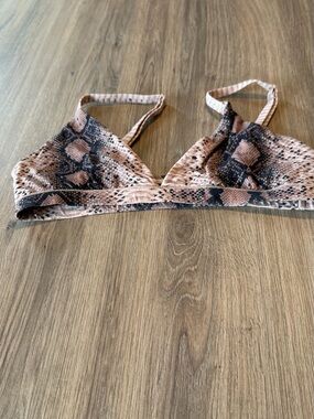 Skims Snake Print Bralette in Brown and Black Size S/P